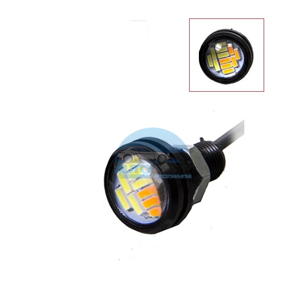 Фары светодиодные ходовые огни DRL-1D-3W-WY 12v d-23,0 mm 1диод 3W бело-желтый, 2шт