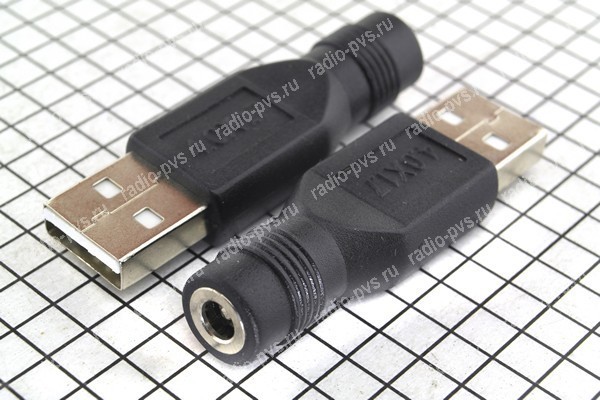 Переходник питания шт.USB A - гн-1,7*4,0мм