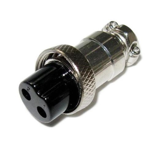 Гнездо MIC16 2pin 16мм 7А 125В GX16M-2A кабель 1шт