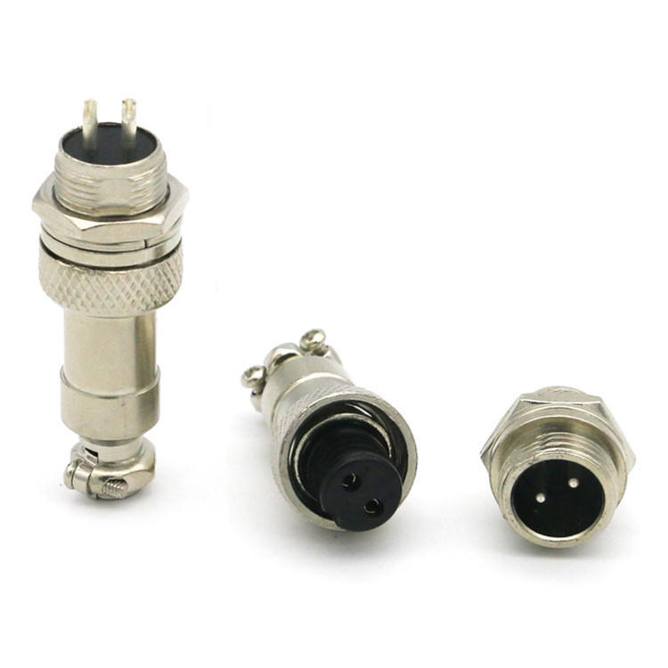 Штекер+гнездо MIC12 (GX12) 2pin 12мм 5А 125В шт-корпус/гн-кабель (пара)