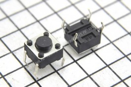 Микрокнопка 4pin 6*6*3мм h4,3мм,  ручка-1,5мм, гориз.