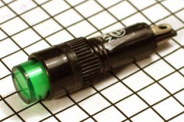 Лампочка индикатор. 220V пластик цилиндр 8мм, крепеж гайка уст 8мм, L=30мм NXD-215