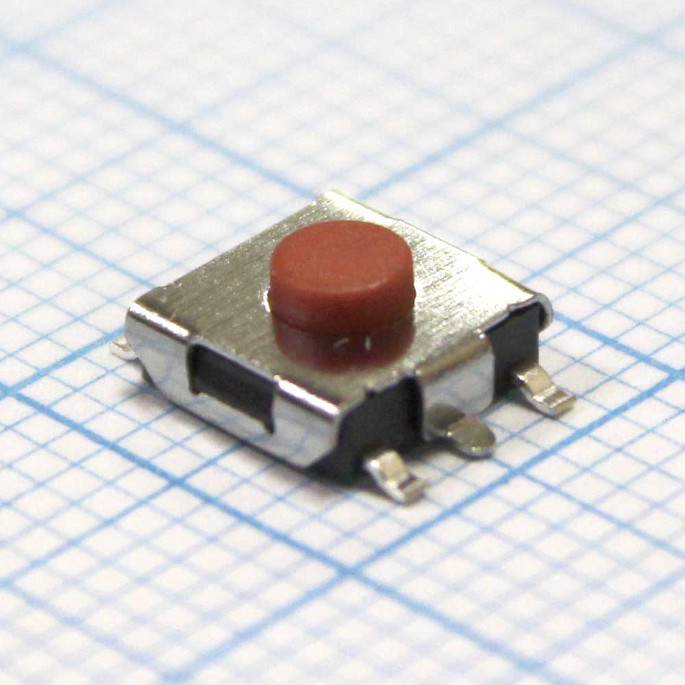 Микрокнопка 4(+1)pin 6,5*6,5-2мм ручка-1мм, SMD гориз.