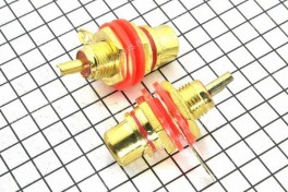 Гнездо RCA металл gold на корпус гайка 1-291G
