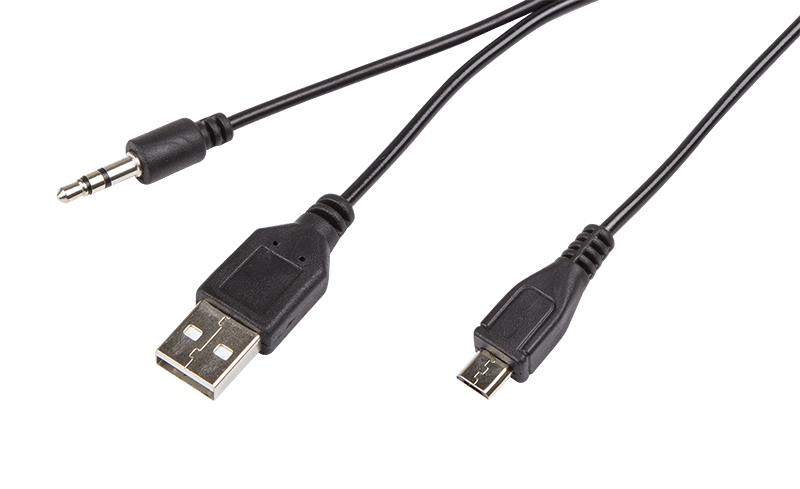 Шнур шт.USB A+шт.3,5мм - шт.micro USB B(5P) 0,5м 18-4290