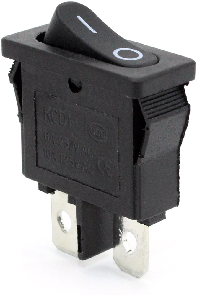 Переключатель без подсветки RWB-103 (MRS-101-5, KCD1-110/2P) 2pin 250V 6А on-off 20*13мм узкий