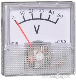 Вольтметр стрелочный DC 50V (40*40мм, 18*18мм устан.)