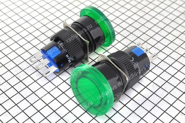 Кнопка с фикс A16-11SM (TDLA16, EB2A) круглая, без подсветки, 220В 3А D24мм