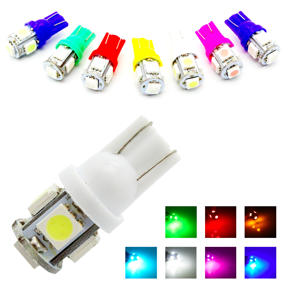 Автолампа светодиодная Т10 красная, 5LED 5050 12v