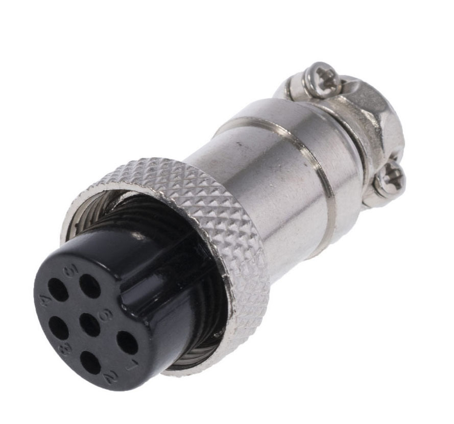 Гнездо MIC16 6pin 16мм 7А 125В кабель, 1шт