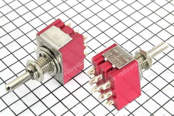 Тумблер KNX-303 9pin 250V 2А on-off-on