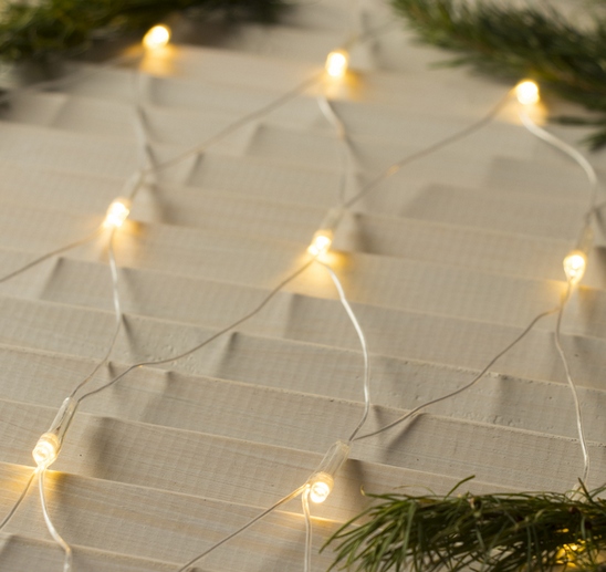 Гирлянда-сетка 1,5*1,5м нить силикон, LED-120-220V, контр. 8р. ТЕПЛЫЙ БЕЛЫЙ