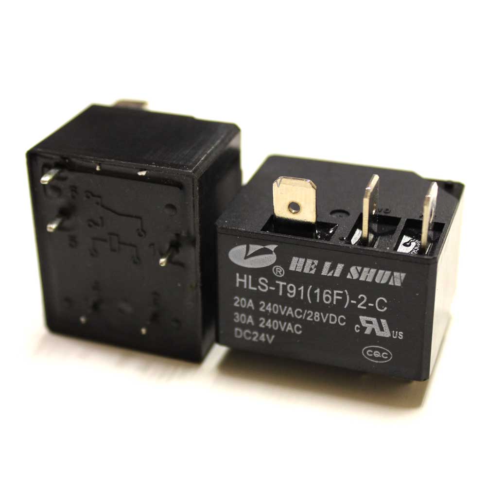 Реле 24V 30A HLS-T91(16F) -2 DC24V-30A-1C) 50*25*27  5pin под пайку + 3pin под 6,3мм