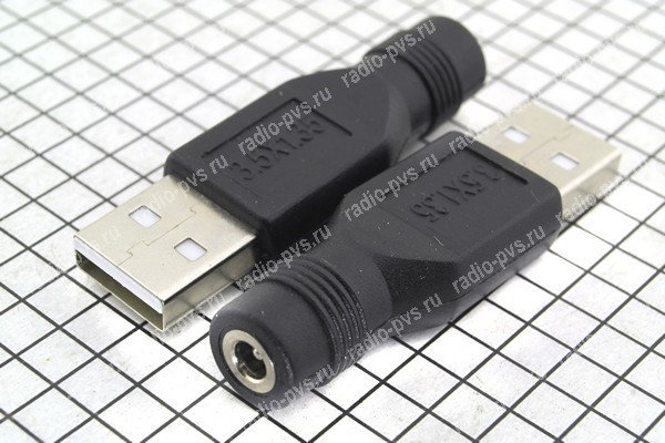 Переходник питания шт.USB A - гн-1,35*3,5мм