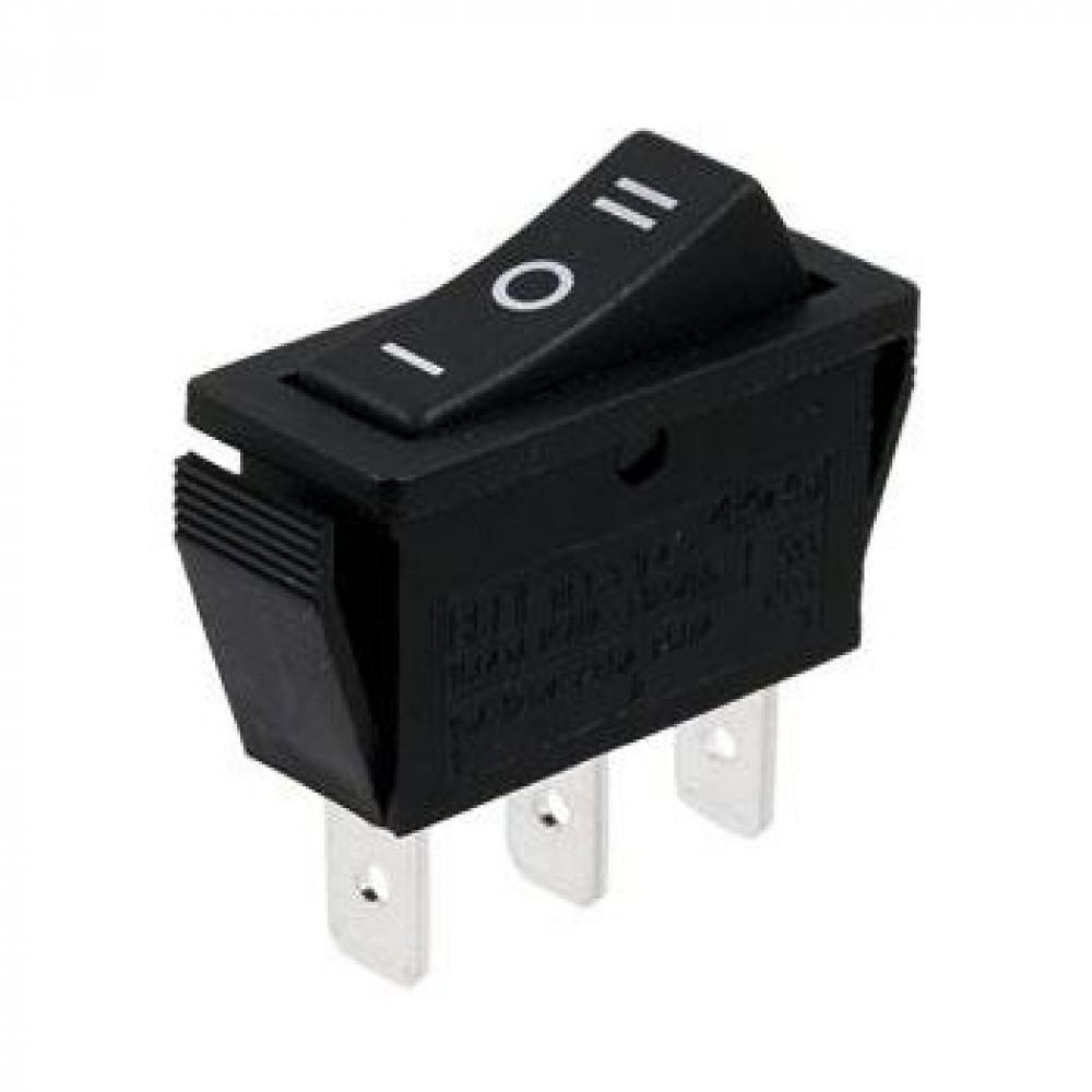 Переключатель без подсветки on-off-on 3pin 15A, 250V 32*12мм с фиксацией узкий чёрный