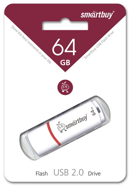 Карта памяти Smart Buy 64Gb USB Crown белый