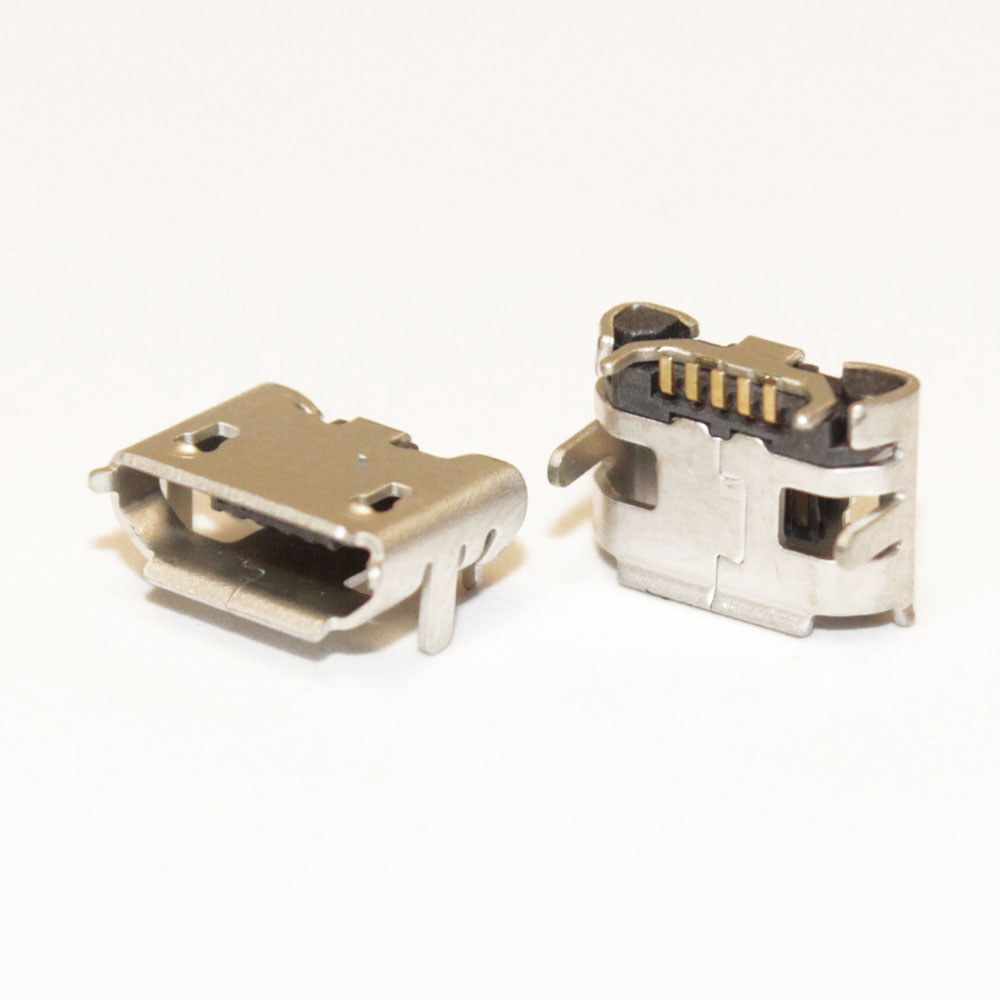 Гнездо micro USB 5pin 2 ноги , тип 6 (DIP WITH 2 SMALL HORN) крепл. в сторону