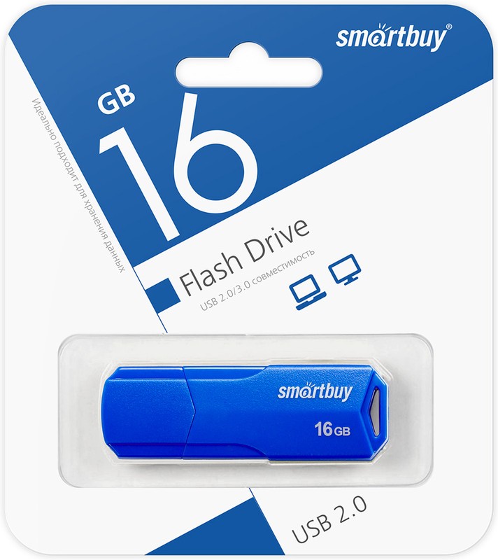 Карта памяти Smart Buy Clue blue 16Gb USB 2.0 до 25 Мбайт/сек,