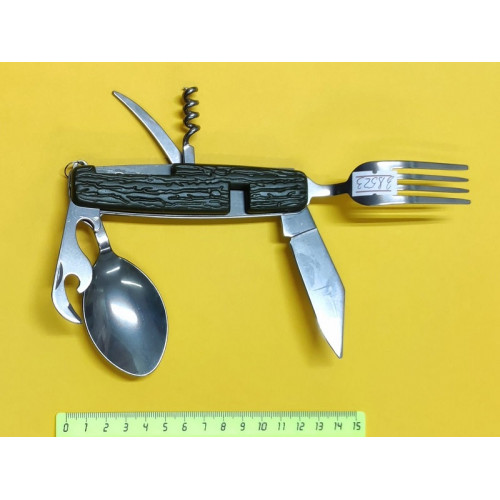 Нож раскладной походный YK06 (нож+вилка+ложка+откр,+ 2 предмета)