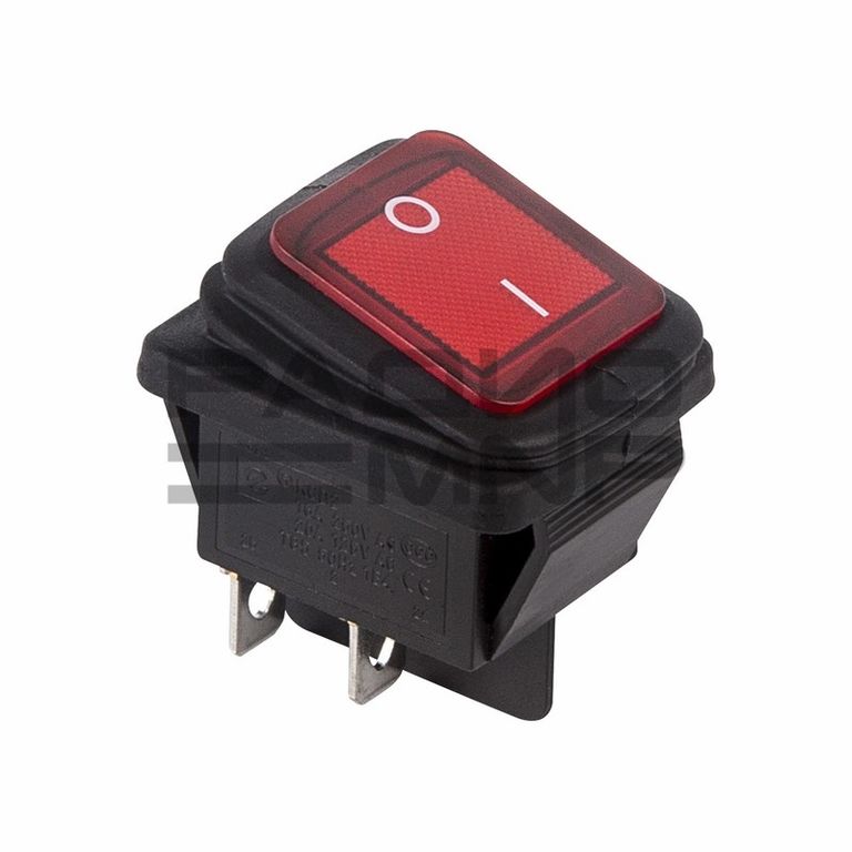 Переключатель с подсветкой влагозащита KCD4-FLN on-off, 4pin, 30A, 250В широкий