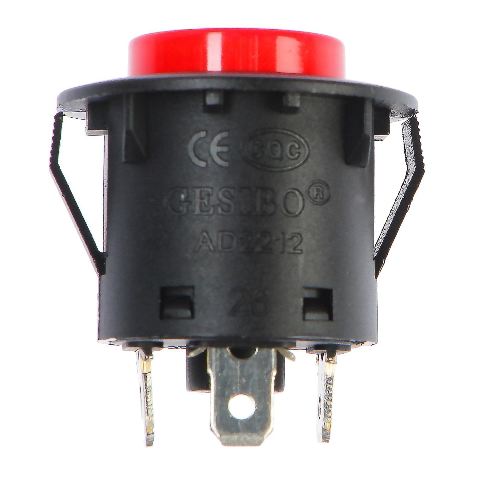 Кнопка-выключатель с фикс., с подсветкой 12V, круглая 26мм, 3pin, 10A 250VAC, 20A 12VDC