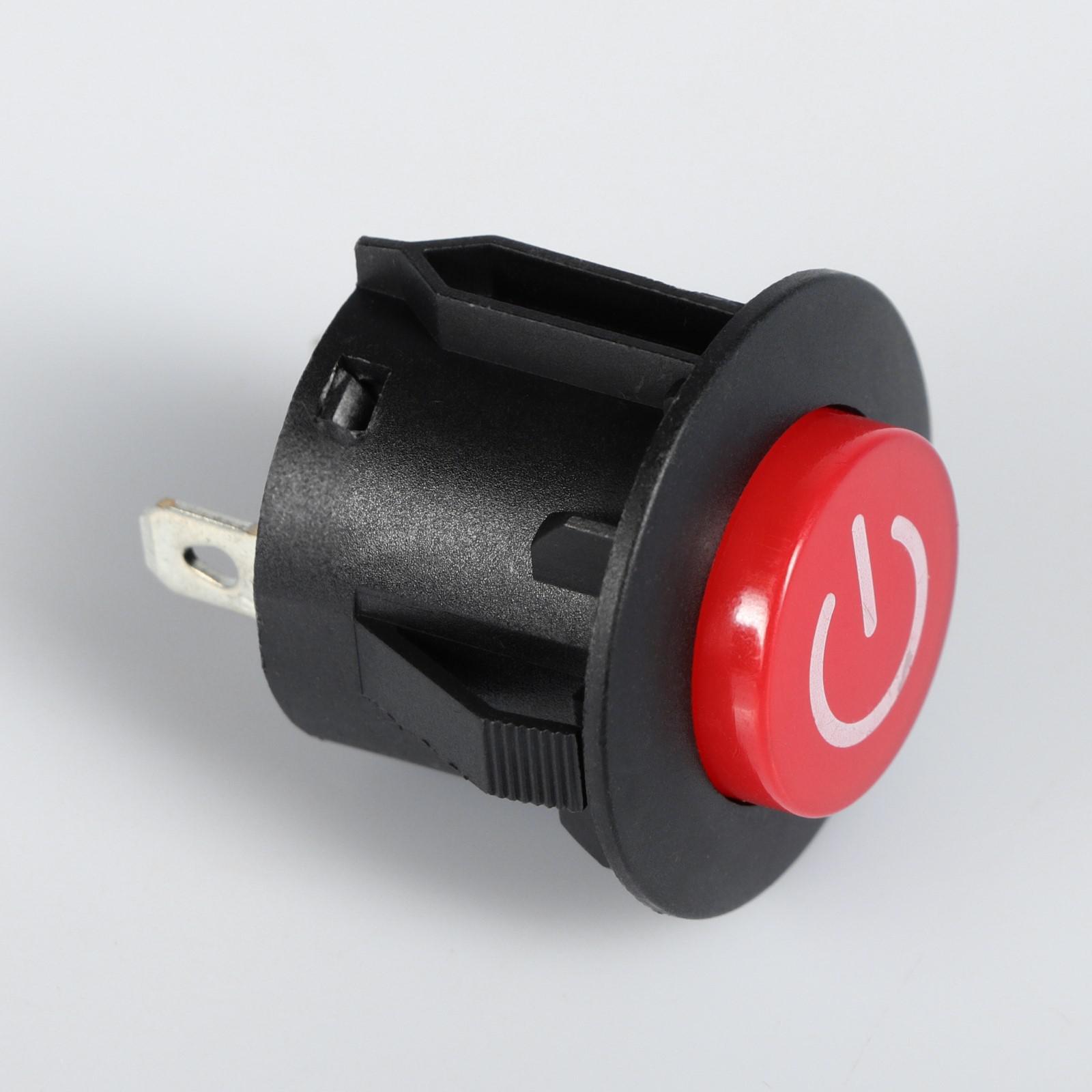 Кнопка-выключатель с фикс., с подсветкой 12V, круглая 26мм, 3pin, 10A 250VAC, 20A 12VDC