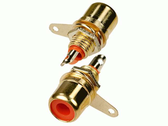 Гнездо RCA металл gold на корпус гайка 1-290G