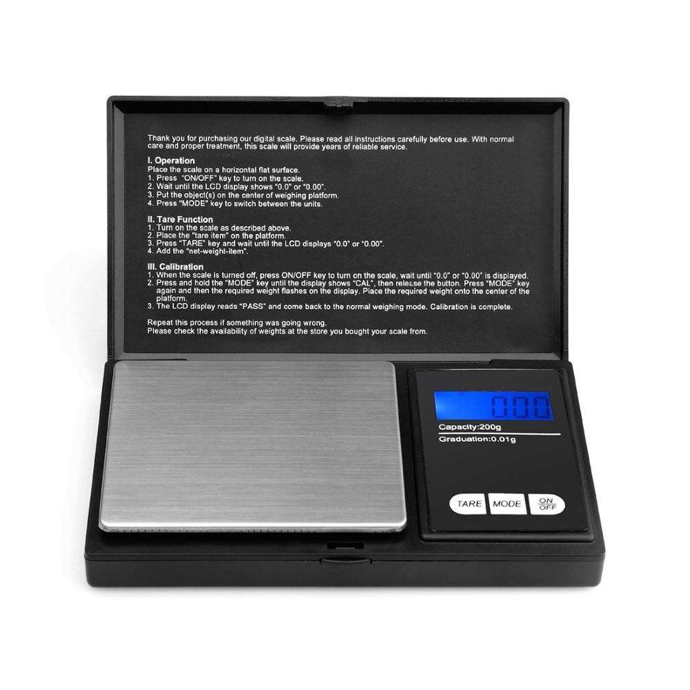 Весы электронные мини 200g / 0,01г с крышкой черн 004