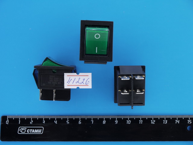 Переключатель с подсветкой B-502 4pin 12V 28мм широкий