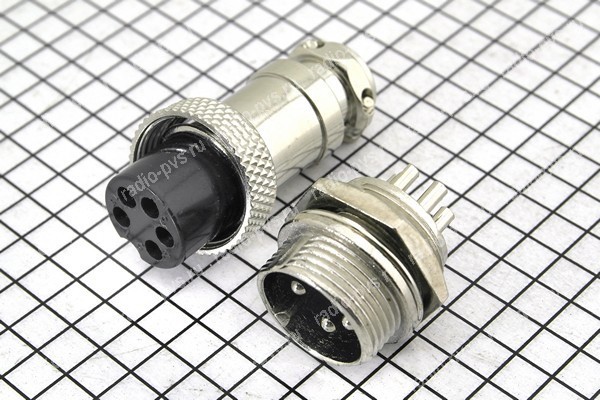 Штекер+гнездо MIC16 5pin 16мм 7А 125В шт-корпус/гн-кабель (пара)