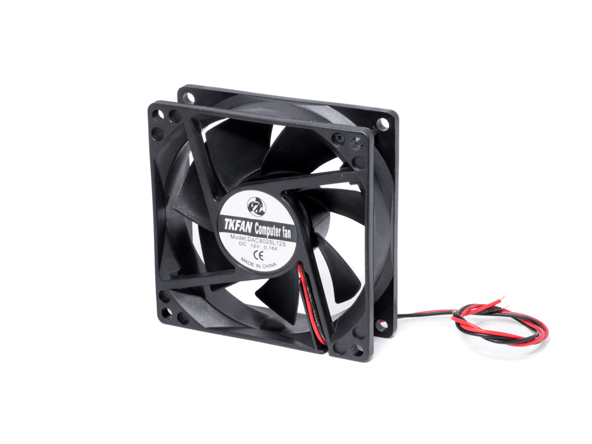 Вентилятор 12V 80*80*25мм 0,18А 8025HS (втулка скольжения, 3600об/мин), 59799