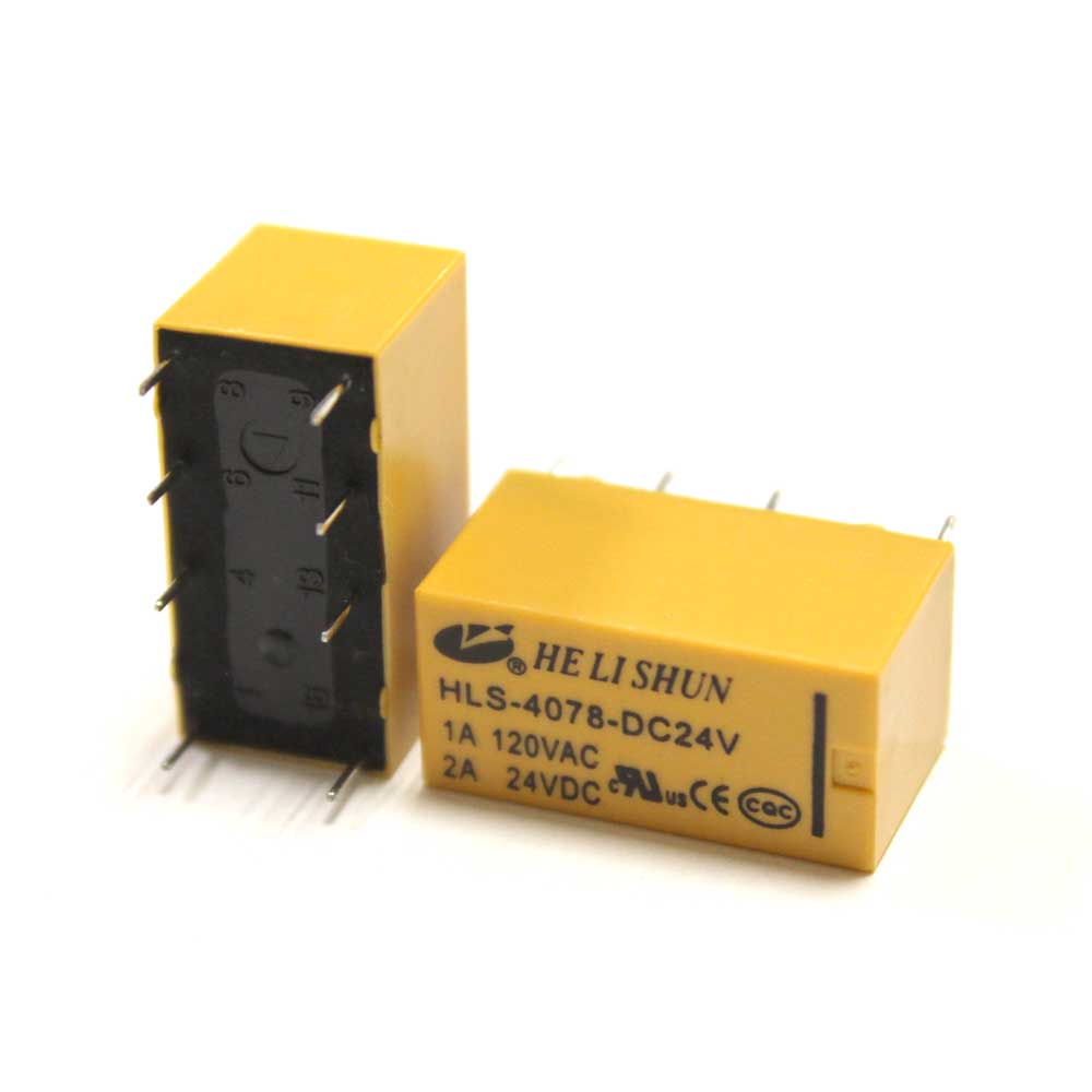 Реле 24V 2A HLS-4078(19F) DC24V-2A-2C 21*9,9*12,2мм 8pin под пайку