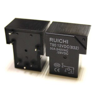 Реле 12V 30A HF105F-1/-T90 [832] (DC12V-30A-1A) 32*27*19мм, 5-конт под пайку