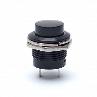 Кнопка без фиксации CX-R13-507 (Dуст-15мм, H-19мм) (I-O) чёрная 250В 3А
