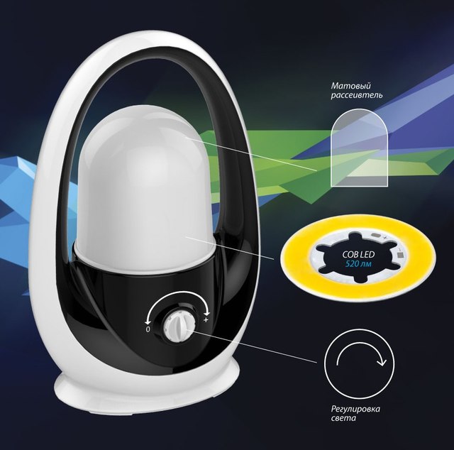 Фонарь аккумуляторный КОСМОС PREMIUM AC6012HWLED 8W LED, регулировка яркости, з/у 220/12в