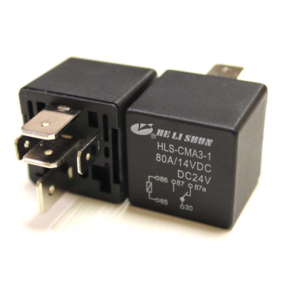 Реле 24V 80A HLS-CMA3-1 DC24V-80A-1C 28*28*26мм 5pin под разъем 6,3мм авто
