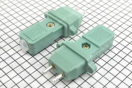Гнездо на панель 2 pin плоская + вилка сетевая 2 pin на провод плоское с обтиратором