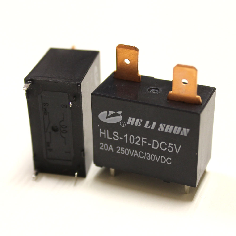 Реле 5V 20A HLS-102F (DC5V-20A-1C) 29*15*22мм 4pin под пайку + 2pin под клеммы