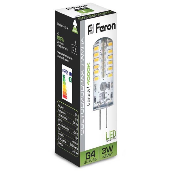 Лампа светодиодная FERON LB-422 3W G4 12V AC/DC 6400K