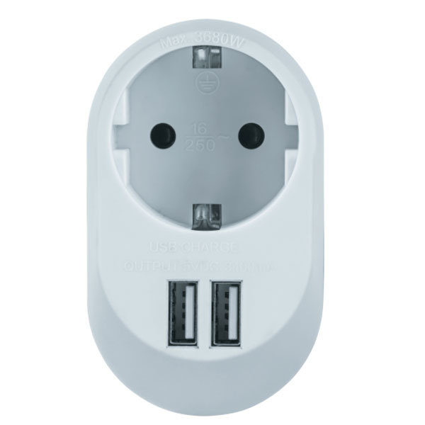 Адаптер-розетка 1гн с/з + 2гн USB 3,4A