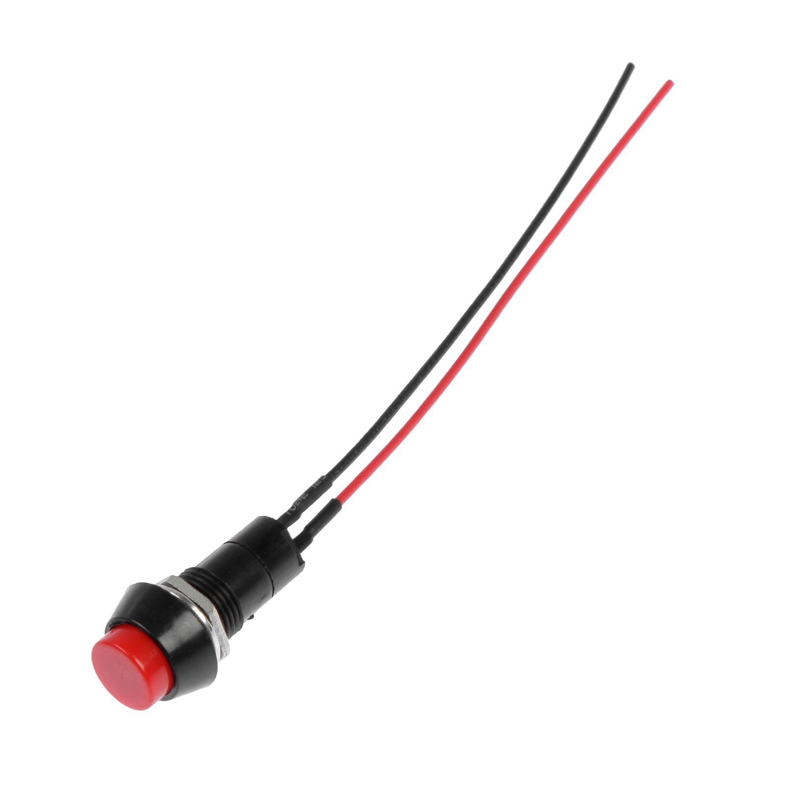 Кнопка без фиксации, 15мм 2pin, 3A 250VAC, круглая, с проводом 10см