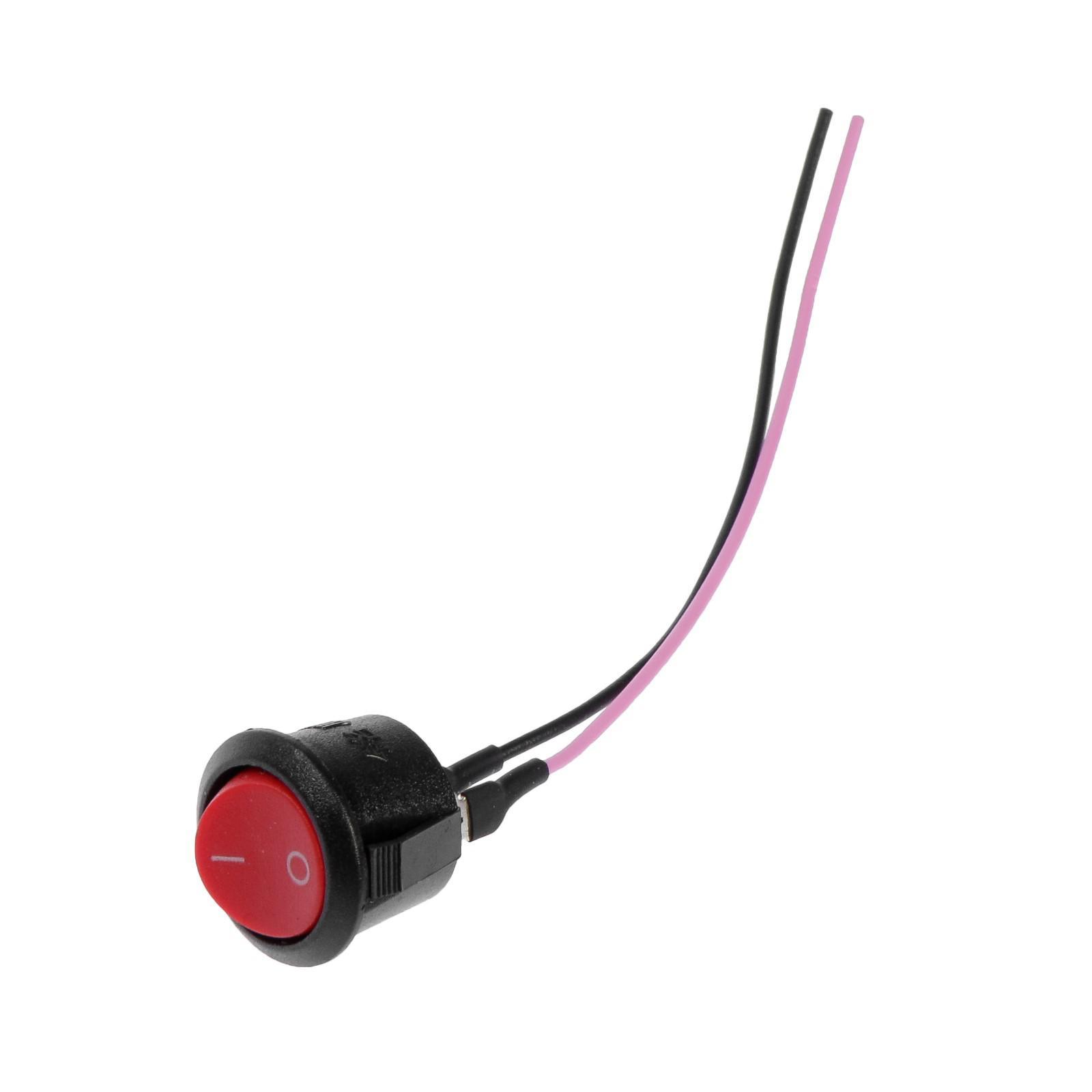Переключатель без подсветки 2pin, 3A/6A 250VAC, круглая, с проводом 10см