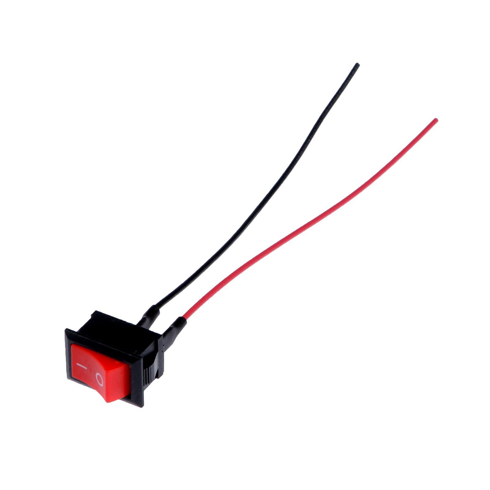 Переключатель без подсветки 2pin, 6A 250VAC, 10A 125VACпрямоуг., с проводом 10см