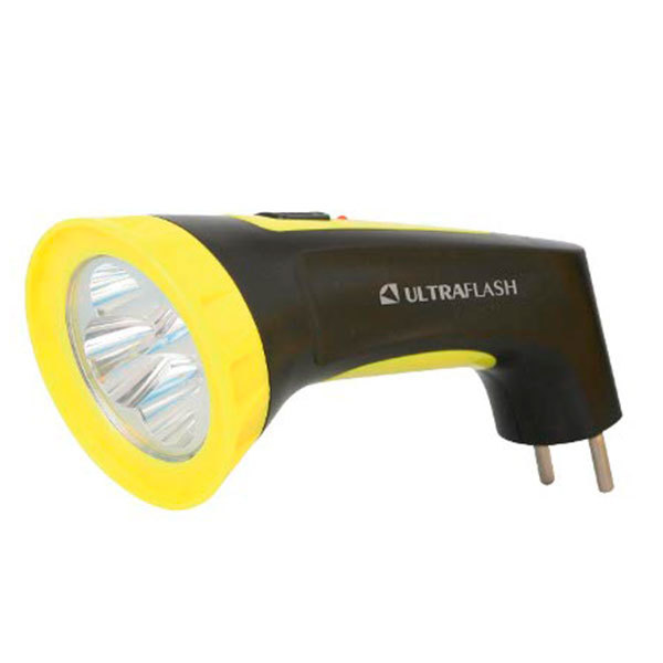 Фонарь аккумуляторный Ultraflash LED3804M 220В, черный/желтый, 4 LED, SLA, пластик