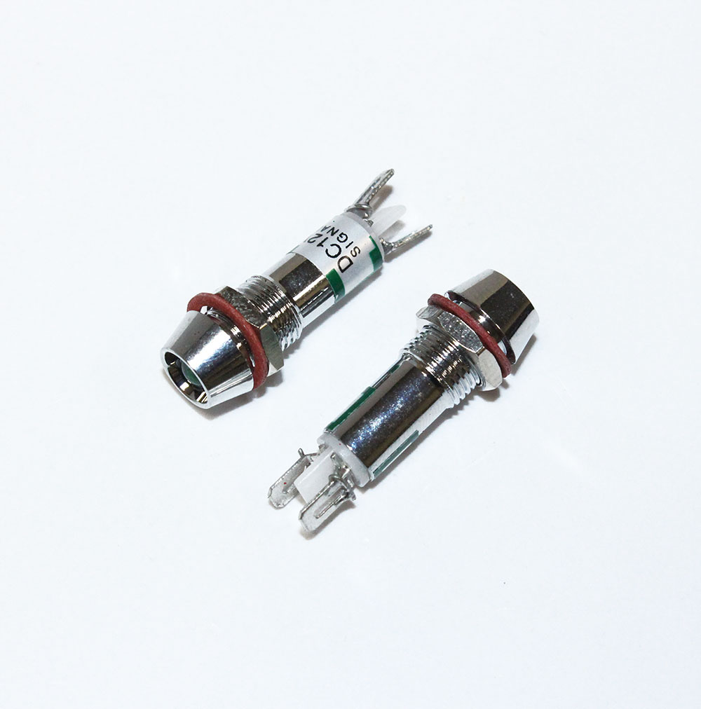 Лампочка индикатор. 12V Dнар-10мм, Dуст-8мм, L-21мм