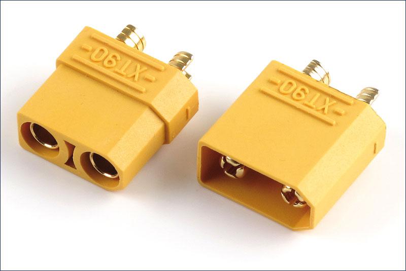 Разъём питания: XT90 12V 45А (макс 90A) 2х конт., 10-12AWG, штекер-гнездо, комплект