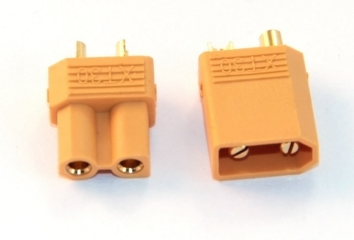 Разъём питания: XT30 12V 15A-30A(макс.), 18-14AWG 2х конт. штекер-гнездо, комплект, для RC моделей