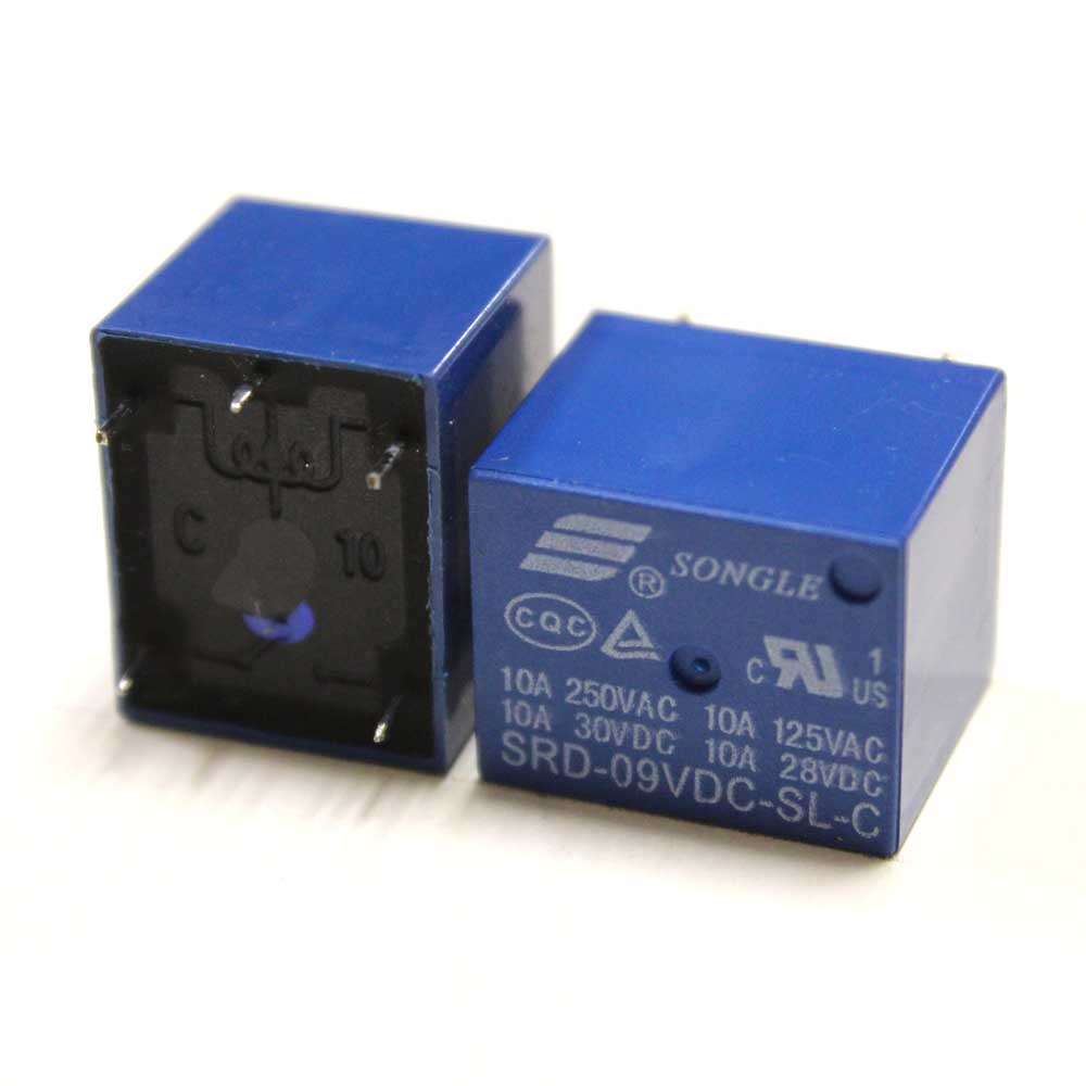 Реле 9V 10A SRD (T73) (DC 9V-10A-1C) 19,2*15,5*15,2мм 5pin под пайку