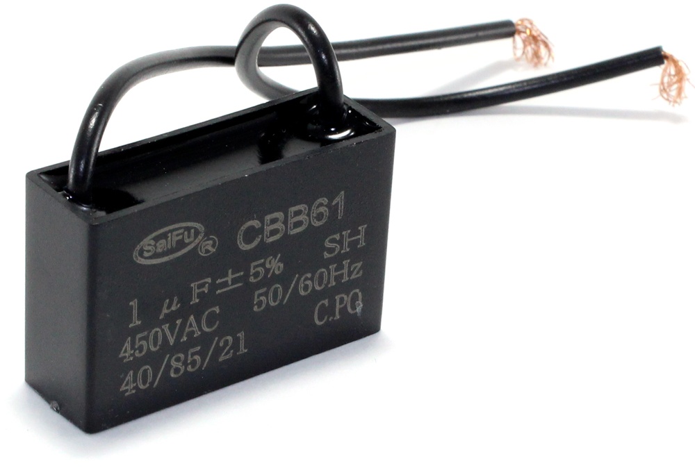Конденсатор CBB-61 5*450 мкф/в 50Hz 47*22*32мм пусковой, провод