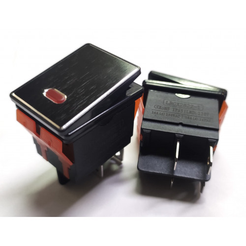 Переключатель с подсветкой 4pin on-off 28мм широкий чёрный LANBOO (Диод Красн.)